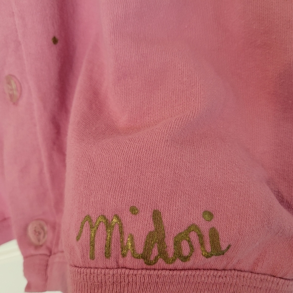 Handpainted Button Down Sweatshirt Dusty Rose w/Painted Florals Youth Sz 14/Lg - Picture 5 of 9